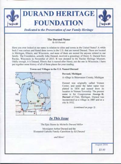 durand, family tree, canada, geneology, heritage, durand heritage foundation, newsletter, french canadian, membership, mike durand, jannyce barnes, mary frances evans, michelle durand miller