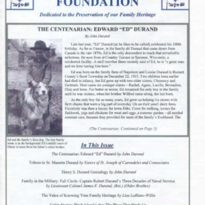 durand, family tree, canada, geneology, heritage, durand heritage foundation, newsletter, french canadian, membership,