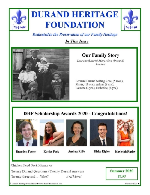 canada, durand, durand heritage foundation, family tree, french canadian, geneology, heritage, newsletter, laurie durand luciani, charles lewis durand, dudy durand drinkwine