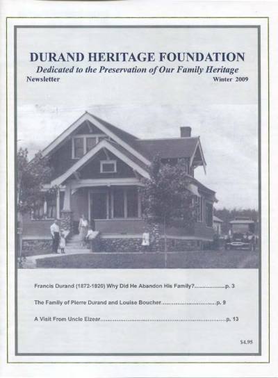 durand, family tree, canada, geneology, heritage, durand heritage foundation, newsletter, french canadian, membership, francis durand, john durand, j elzear durand, ellen durand olson, pierre durand, louise boucher